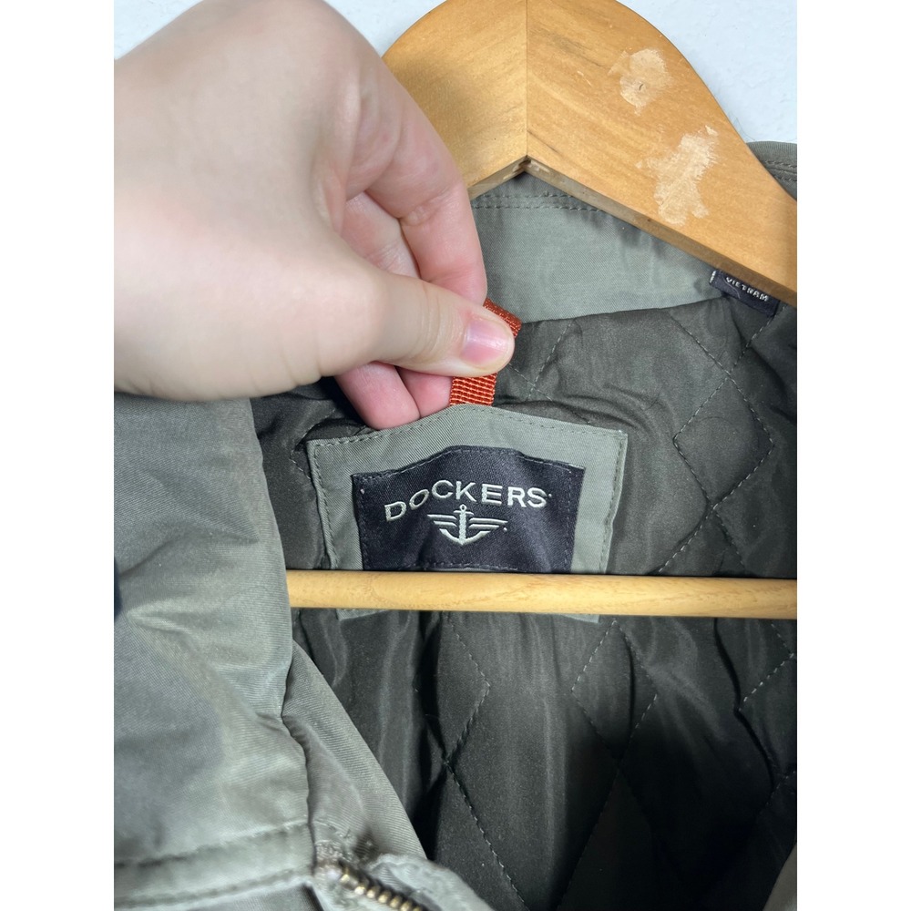 Dockers Mens Olive Green Full Zip Golf Jacket Quilted Lining Size Large - Picture 3 of 6